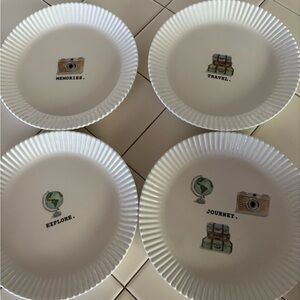 Rae Dunn Travel-Themed set of four plates